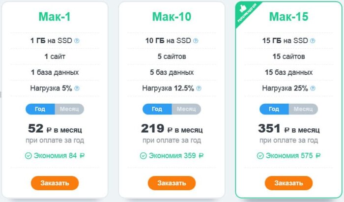 Тарифы хостинга