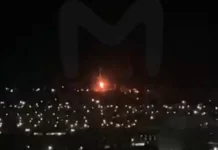После атаки беспилотника возле курского аэродрома произошел пожар
