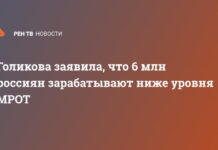 Голикова заявила, что 6 млн россиян зарабатывают ниже уровня МРОТ