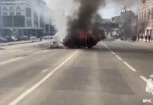 После столкновения автобусов в столице российского региона прогремел взрыв