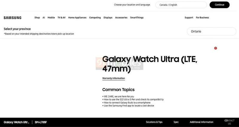 На канадском сайте Samsung появилась страница с параметрами флагманских часов Samsung Galaxy Watch Ultra | ichip.ru