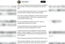 Борис Джонсон: Европе следует поддержать усилия Трампа по завершению конфликта в Украине